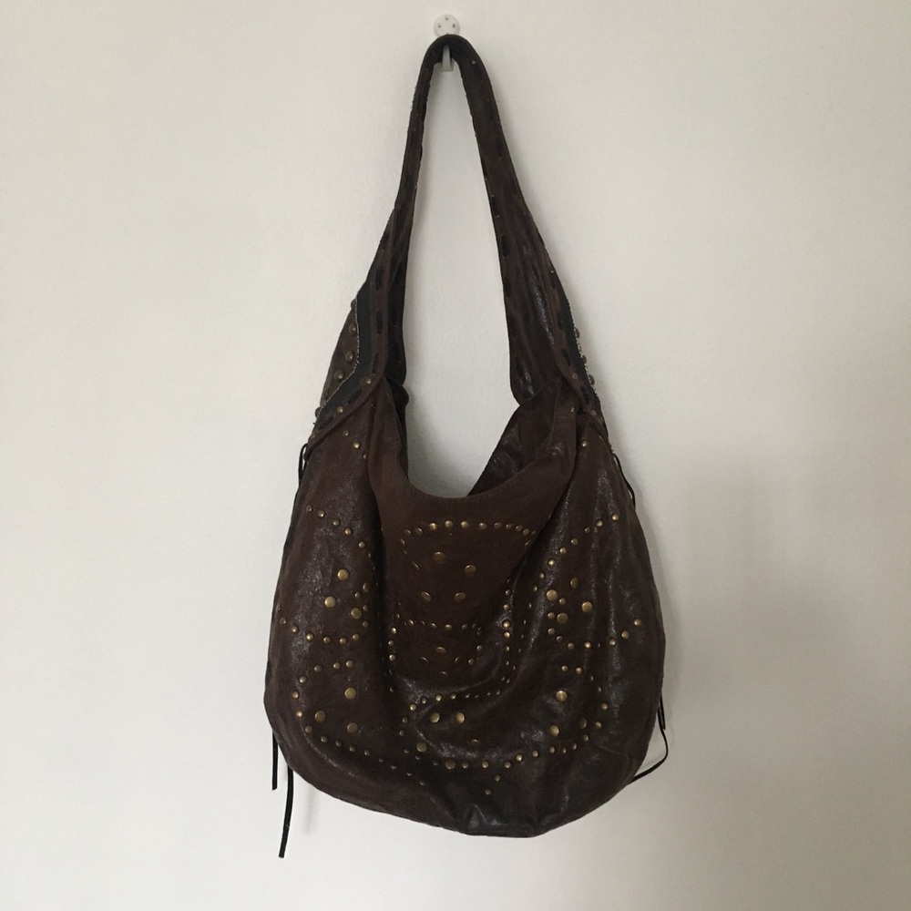Nicole Miller Brown Faux Leather Hobo Bag